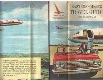 Eastern & Hertz Travel Guide Flight Map 1962