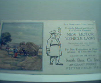 Blotter Card Describing New Auto Laws!Penna