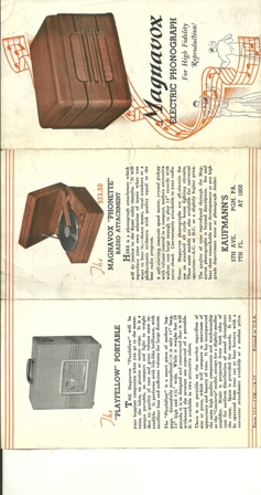 MAGNAVOX ELECTRIC PHONOGRAPH BROCHURE,1937