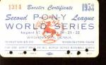 Pony League World Series 1953 Booster Pass