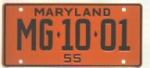 Mini Maryland License Plate 1955 excellent