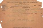 Freedom Oil Works Company 1914 Invoice