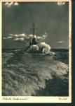 German Postcard from WWII-German Ship in Wake