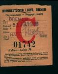 Baggage Ticket for the Liner "BREMEN"