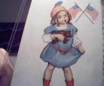 USA Little Girl With Toy Bear and Flags!