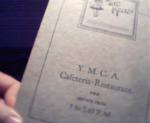 YMCA Cafeteria Restraunt Menu from 1940's!