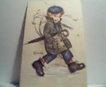 Boy Walking by Bonnie! Unsed, Lincoln Stamp