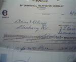 Invoice from the International Harverster Co