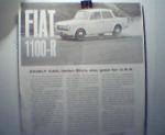 Fiat 1100-R Reprinted Road Test Dealer Lit!