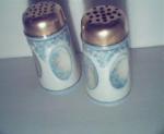 Blue Floral  Porcelain Shakers with Gold Top!