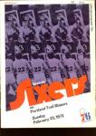 76ers vs Portland Trail Blazers program 1973