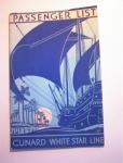 9/3/1937 Passenger List Cunard White Star Lin