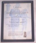 October 20,1963 Citation Award Certificate