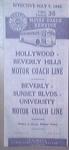 Pacific Electric Motor Coach Hollywood Time Table 1944