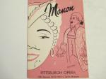 Pittsburgh Opera Playbill - 11/20/1952- Manon